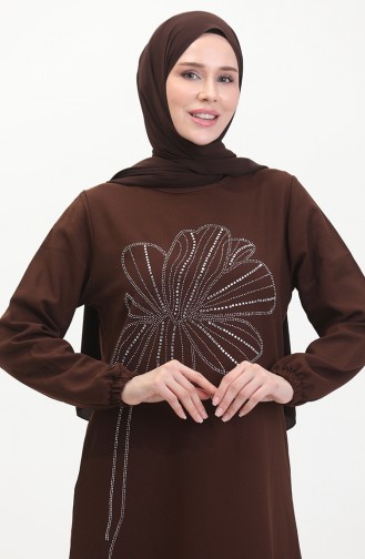 Stone Crepe Abendkleid 0481-01 Braun 0481-01