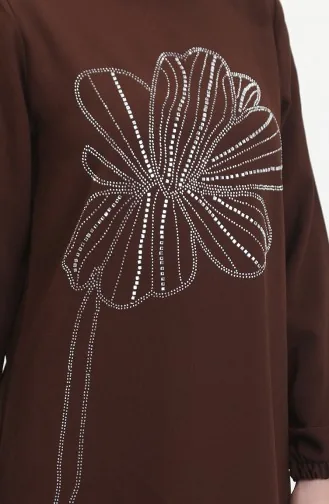 Stone Crepe Evening Dress 0481-01 Brown 0481-01