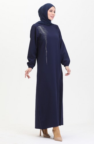 Stone Crepe Abendkleid 0480-01 Marineblau 0480-01
