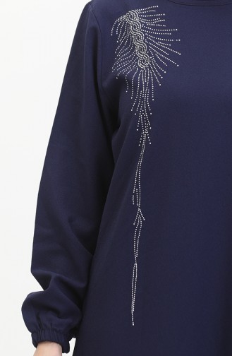 Stone Crepe Abendkleid 0480-01 Marineblau 0480-01