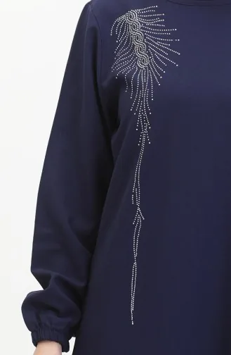 Robe De Soirée Crepe Pierre 0480-01 Bleu Marine 0480-01