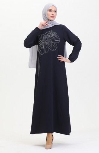 Stone Crepe Abendkleid 0481-04 Marineblau 0481-04
