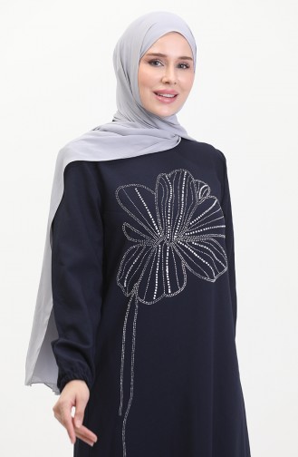 Stone Crepe Abendkleid 0481-04 Marineblau 0481-04