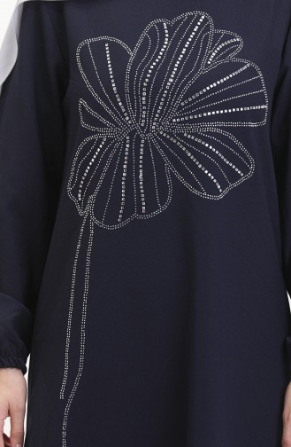 Stone Crepe Abendkleid 0481-04 Marineblau 0481-04