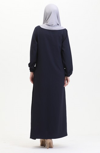 Stone Crepe Abendkleid 0481-04 Marineblau 0481-04