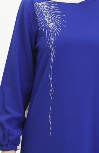 فستان سهرة كريب بأحجار لامعة 0480-03 لون أزرق 0480-03