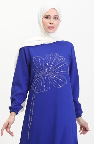 Taşlı Krep Abiye Elbise 0481-02 Saks