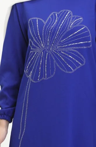 Taşlı Krep Abiye Elbise 0481-02 Saks