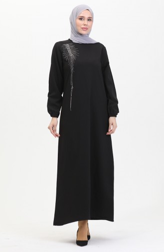 Stone Crepe Abendkleid 0480-02 Schwarz 0480-02