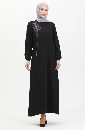 Stone Crepe Abendkleid 0480-02 Schwarz 0480-02