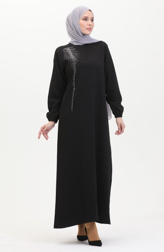 Stone Crepe Abendkleid 0480-02 Schwarz 0480-02