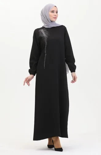 Stone Crepe Abendkleid 0480-02 Schwarz 0480-02