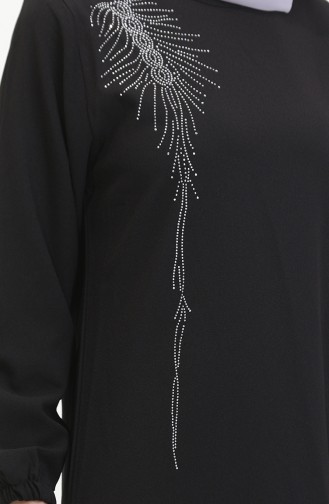 Stone Crepe Abendkleid 0480-02 Schwarz 0480-02