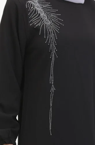 Stone Crepe Abendkleid 0480-02 Schwarz 0480-02