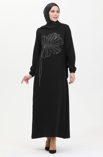 Stone Crepe Abendkleid 0481-03 Schwarz 0481-03
