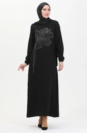 Stone Crepe Abendkleid 0481-03 Schwarz 0481-03