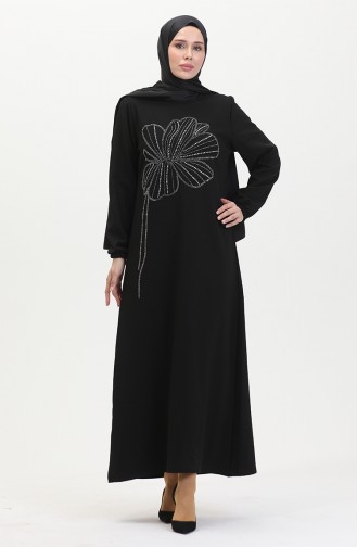 Stone Crepe Abendkleid 0481-03 Schwarz 0481-03