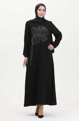 Stone Crepe Abendkleid 0481-03 Schwarz 0481-03