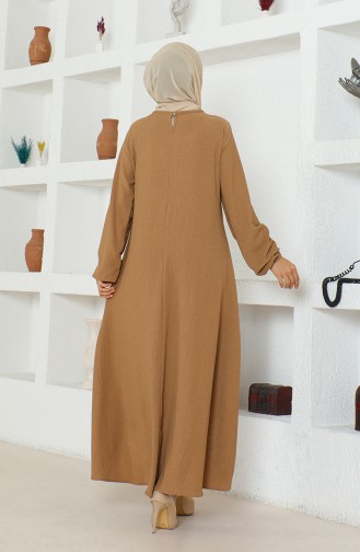 Crepe Fabric Asymmetric Cut Long Tunic 1034-03 Milk Coffee 1034-03