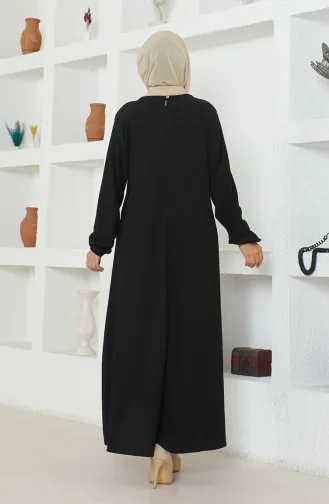 Crepe Fabric Asymmetric Cut Long Tunic 1034-05 Black 1034-05
