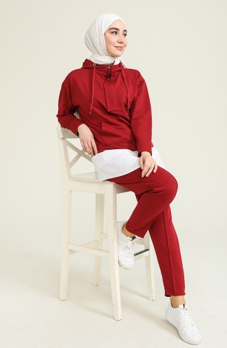 Silver Two Thread Tracksuit 0151-02 Claret Red 0151-02