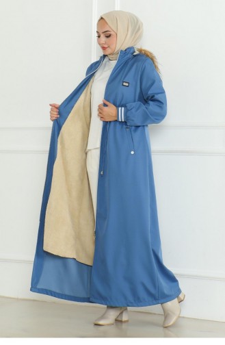Manteau Côtelé En Dentelle à La Taille Bleu 19215 15292