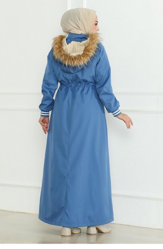 Manteau Côtelé En Dentelle à La Taille Bleu 19215 15292