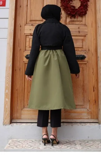 Trenchcoat Met Versierde Mouwen Kaki 4435 551