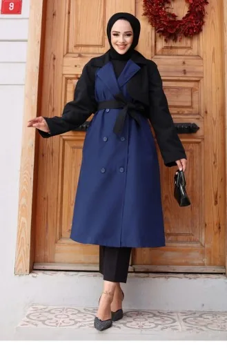 معطف واقٍ من المطر بأكمام مزخرفة نيلي 4435 552