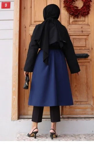 Trenchcoat Met Versierde Mouwen Indigo 4435 552