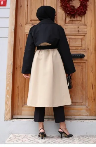Trench Coat With Garnished Sleeves Beige 4435 554
