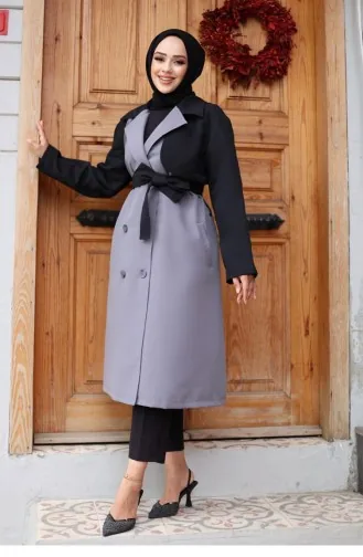 Trench à Manches Garnies Gris 4435 555