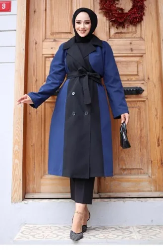 معطف واق من المطر مزخرف من الأمام نيلي 4434 558