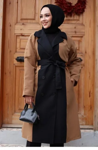 معطف واق من المطر مزخرف من الأمام جملي 4434 559