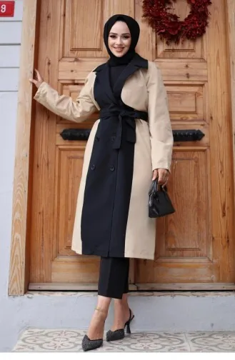 Gegarneerde Trenchcoat Aan De Voorkant Beige 4434 560