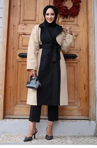 Gegarneerde Trenchcoat Aan De Voorkant Beige 4434 560