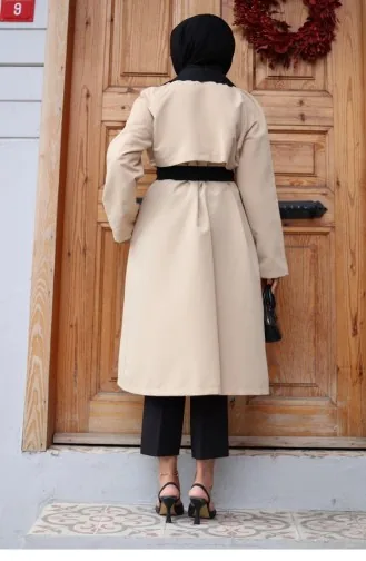 Gegarneerde Trenchcoat Aan De Voorkant Beige 4434 560