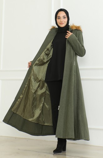 Hooded Cashmere Coat 711930-07 Khaki Green 711930-07