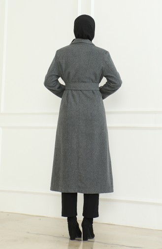 Düğmeli Kaşe Kaban 71208-02 Gri