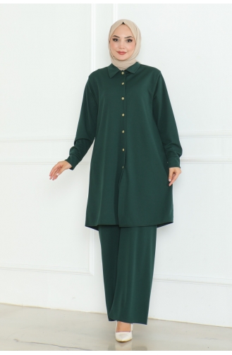 Plus Size Shirt Suit 2093-03 Emerald Green 2093-03