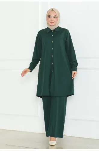 Plus Size Shirt Suit 2093-03 Emerald Green 2093-03