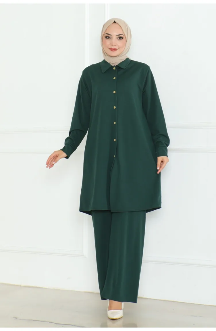 Plus Size Shirt Suit 2093-03 Emerald Green 2093-03