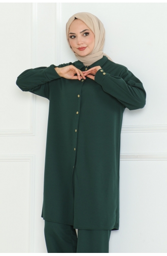 Plus Size Shirt Suit 2093-03 Emerald Green 2093-03