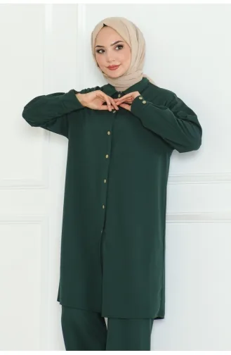 Plus Size Shirt Suit 2093-03 Emerald Green 2093-03