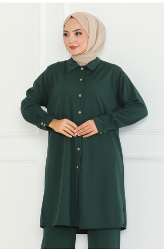 Plus Size Shirt Suit 2093-03 Emerald Green 2093-03
