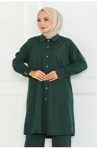 Plus Size Shirt Suit 2093-03 Emerald Green 2093-03