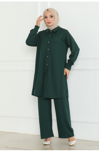 Plus Size Shirt Suit 2093-03 Emerald Green 2093-03