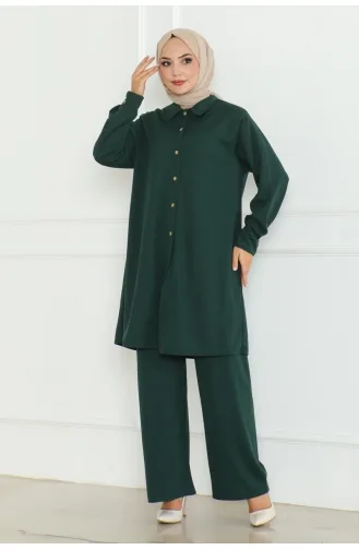 Plus Size Shirt Suit 2093-03 Emerald Green 2093-03