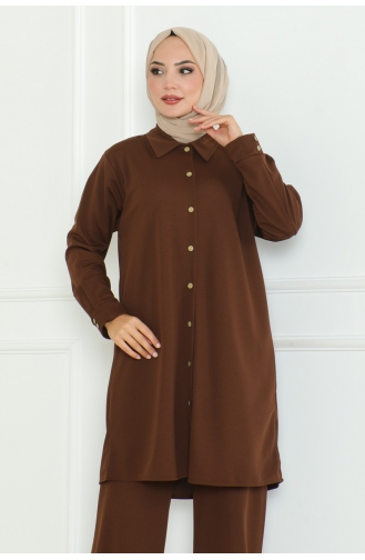 Plus Size Shirt Suit 2093-04 Brown 2093-04
