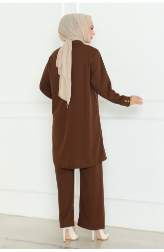 Plus Size Shirt Suit 2093-04 Brown 2093-04